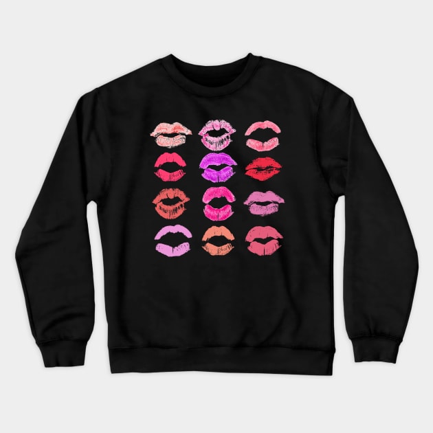 Pop art lips - Vintage Colourful lipstick stains - Diversity of beauty - Girl power Crewneck Sweatshirt by ArtfulTat